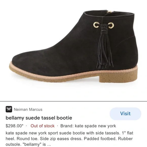 KATE SPADE Bellamy Black Suede Booties 7 - Picture 5 of 5